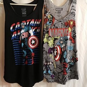 2 Women's Marvel Captain America/Avengers Shirts